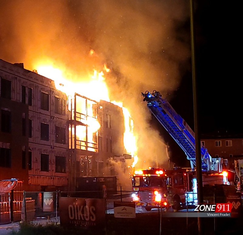 Incendie majeur à Beauport / Charlesbourg dans un immeuble à logements en construction