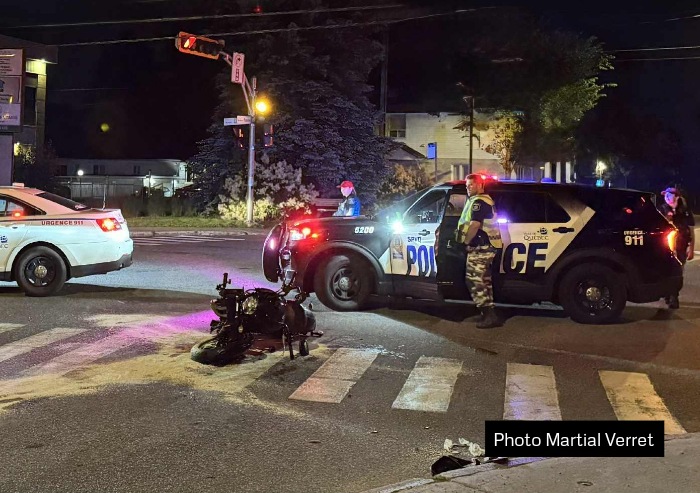 Accident - Collision entre une moto et un véhicule à Québec 